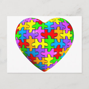 Autism Puzzle Heart Postcard