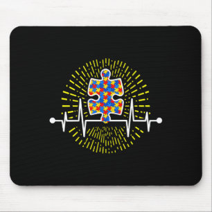 Autism Puzzle Heartbeat Autism Awareness T Shirt Mouse Mat