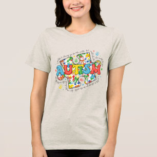 Autism Puzzle Piece Autism Awareness Tri-Blend Shirt