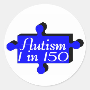 Autism Puzzle Piece Blue Classic Round Sticker