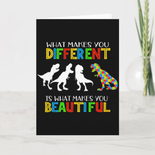 Autism Puzzle Piece Dinosaur Autism Awareness Boy Card