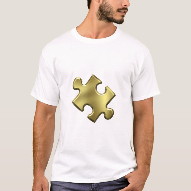 Autism Puzzle Piece Gold T-Shirt (Front)