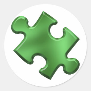 Autism Puzzle Piece Green Classic Round Sticker