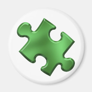 Autism Puzzle Piece Green Magnet