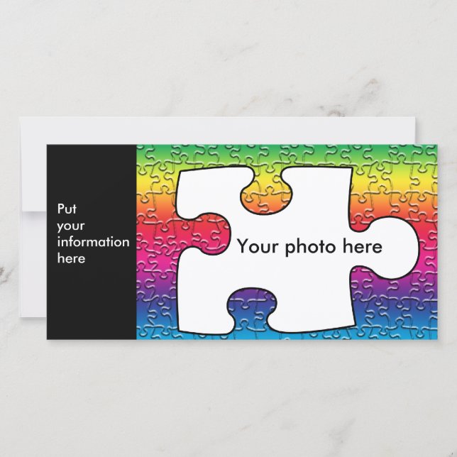 autism puzzle piece photo card, template (Front)
