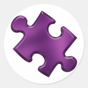 Autism Puzzle Piece Purple Classic Round Sticker
