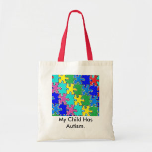 autism puzzle pieces 40 tote bag