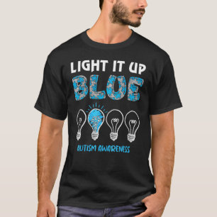 Autism Puzzle Pieces Light It Up Blue Autism Aware T-Shirt