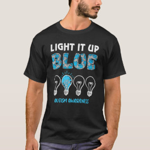 Autism Puzzle Pieces Light It Up Blue Autism Aware T-Shirt