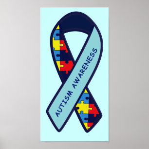 Autism Puzzle Ribbon Awareness Poster