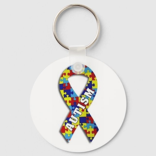 Autism Puzzle Ribbon Key Ring (Front)