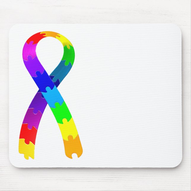 Autism Puzzle Ribbon Mouse Mat (Front)