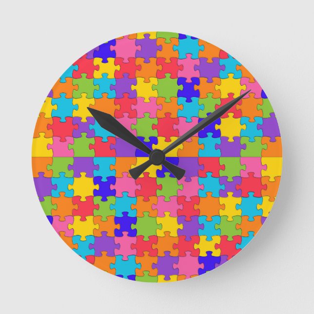 autism puzzle round clock (Front)