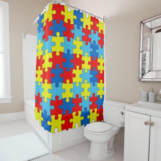 Autism Puzzle Shower Curtain (In Situ)