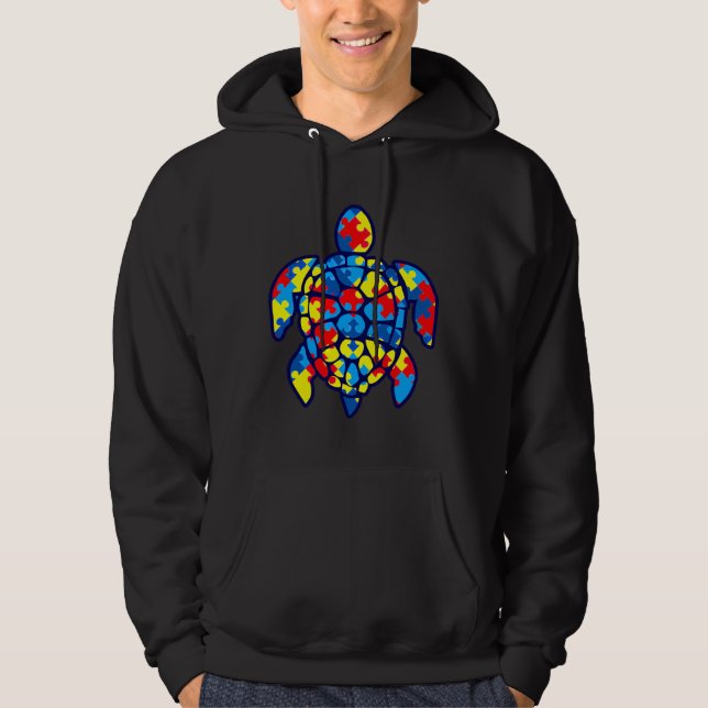 Autism Puzzle Turtle Hoodie (Front)