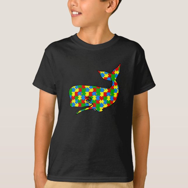 Autism Puzzle Whate T-Shirt (Front)