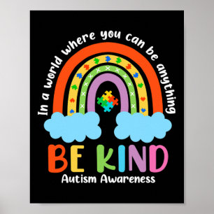 Autism Rainbow Be Kind Autism Awareness Month Kids Poster