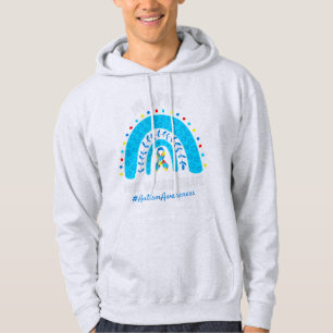 Autism Rainbow In April We Wear Blue Autism Awaren Hoodie
