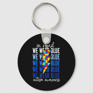 Autism Rainbow In April We Wear Blue Autism Awaren Key Ring