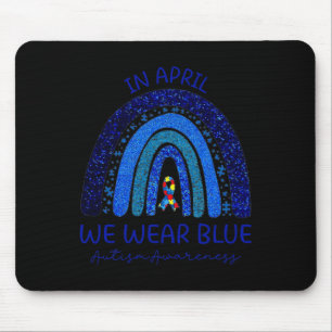 Autism Rainbow In April We Wear Blue Autism Awaren Mouse Mat