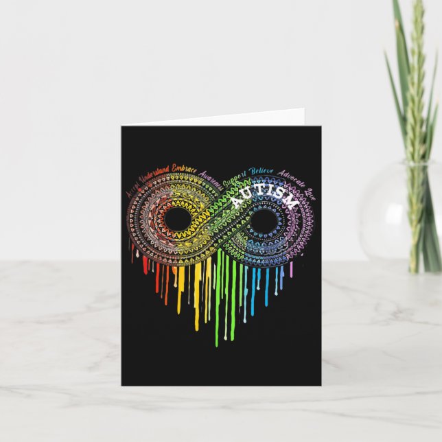 Autism Rainbow Infinity Symbol Asd Awareness  Card (Front)