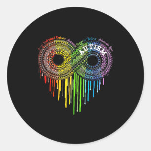 Autism Rainbow Infinity Symbol Asd Awareness Classic Round Sticker