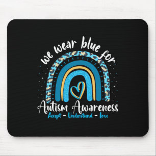 Autism Rainbow Leopard April We Wear Blue Autism A Mouse Mat