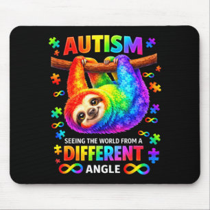 Autism rainbow sloth seeing the world from a mouse mat