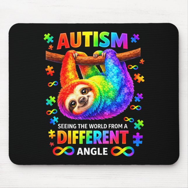 Autism rainbow sloth seeing the world from a mouse mat (Front)