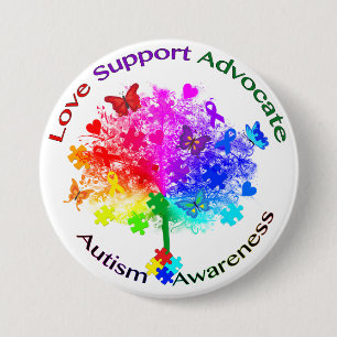 Autism Rainbow Tree 7.5 Cm Round Badge