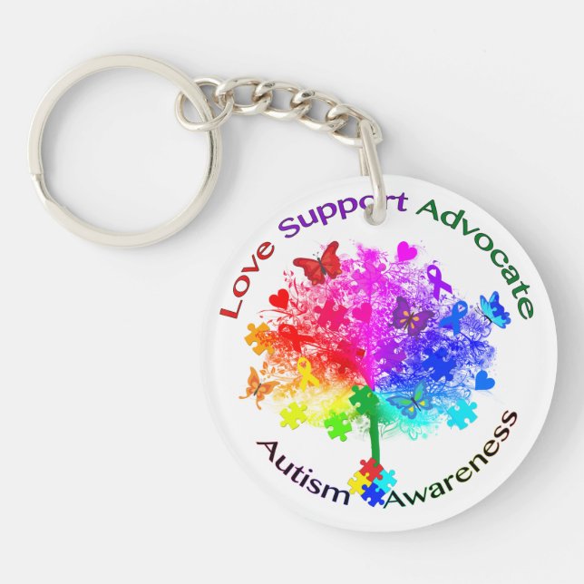 Autism Rainbow Tree Key Ring (Front)