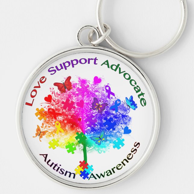 Autism Rainbow Tree Key Ring (Front)