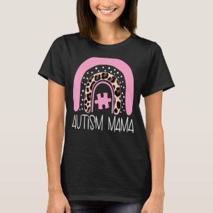 Autism Rainbow Women Mama Mum Parent Puzzle Piece T-Shirt