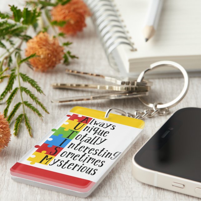 Autism Rectangle (double-sided) Key Ring (Front Right)