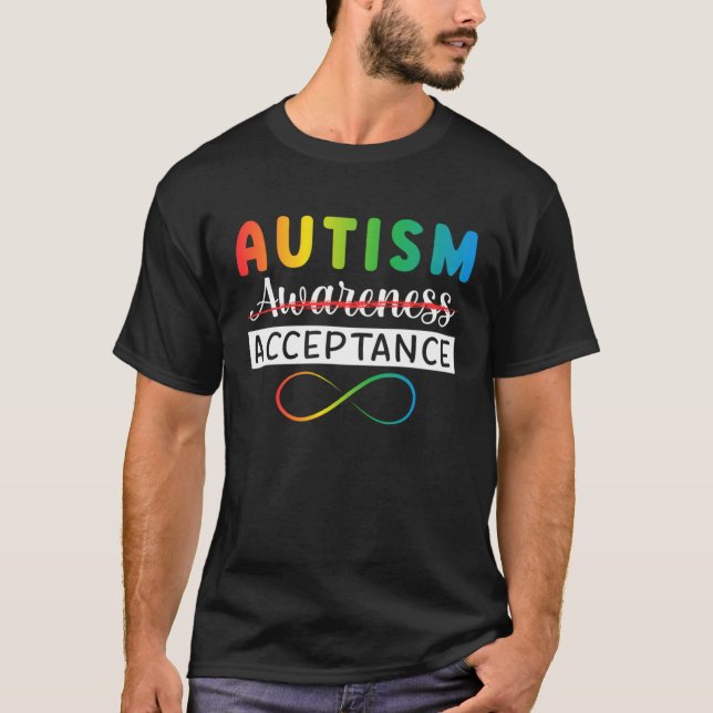 Autism Red Instead Acceptance Not Awareness Autism T-Shirt (Front)