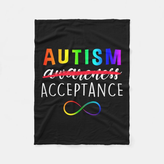 Autism - Red Instead - Acceptance Not Awareness  Fleece Blanket (Front)