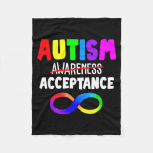 Autism Red Instead Acceptance Not Awareness Fleece Blanket