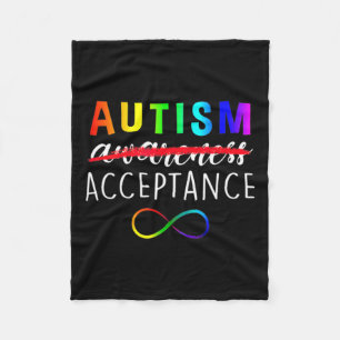 Autism Red Instead Acceptance Not Awareness  Fleece Blanket