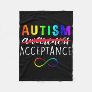 Autism - Red Instead - Acceptance Not Awareness Fleece Blanket