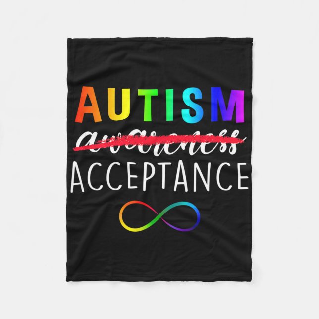 Autism - Red Instead - Acceptance Not Awareness  Fleece Blanket (Front)