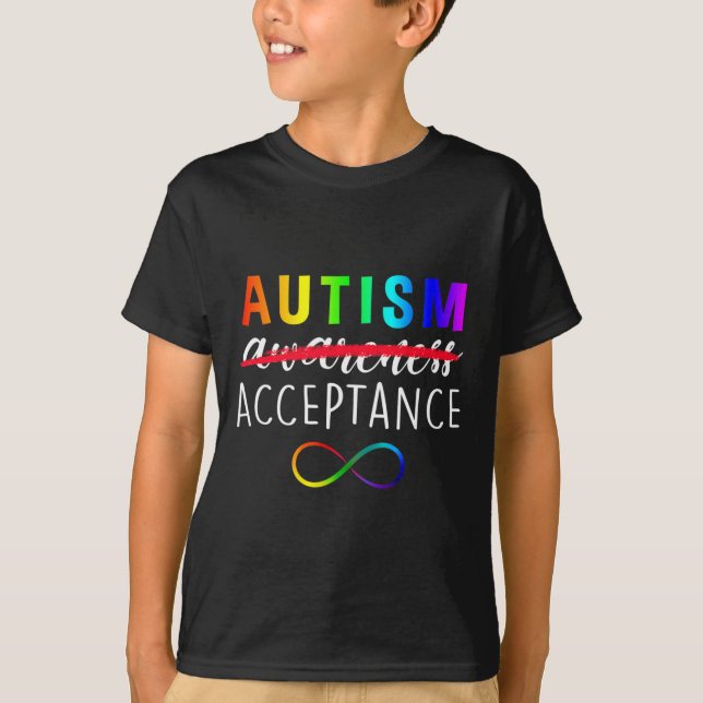Autism - Red Instead - Acceptance Not Awareness  T-Shirt (Front)