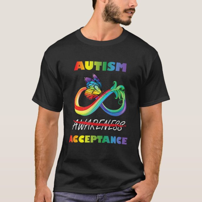 Autism  Red Instead Infinity  Acceptance Butterfly T-Shirt (Front)