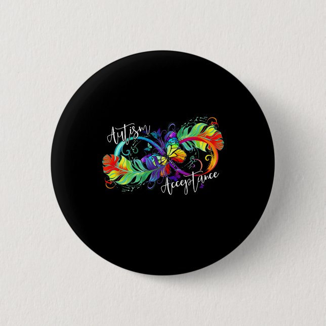 Autism Red Instead Infinity Symbol Autistic Accept 6 Cm Round Badge (Front)