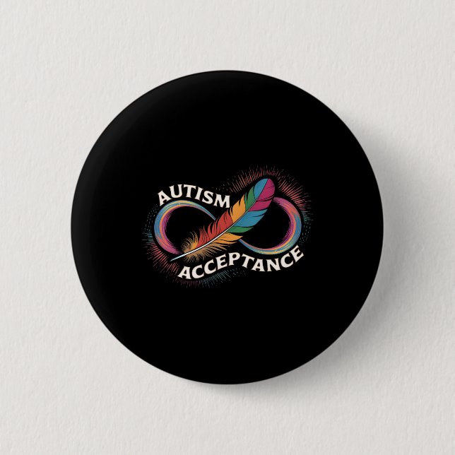 Autism Red Instead Infinity Symbol Autistic Accept 6 Cm Round Badge (Front)