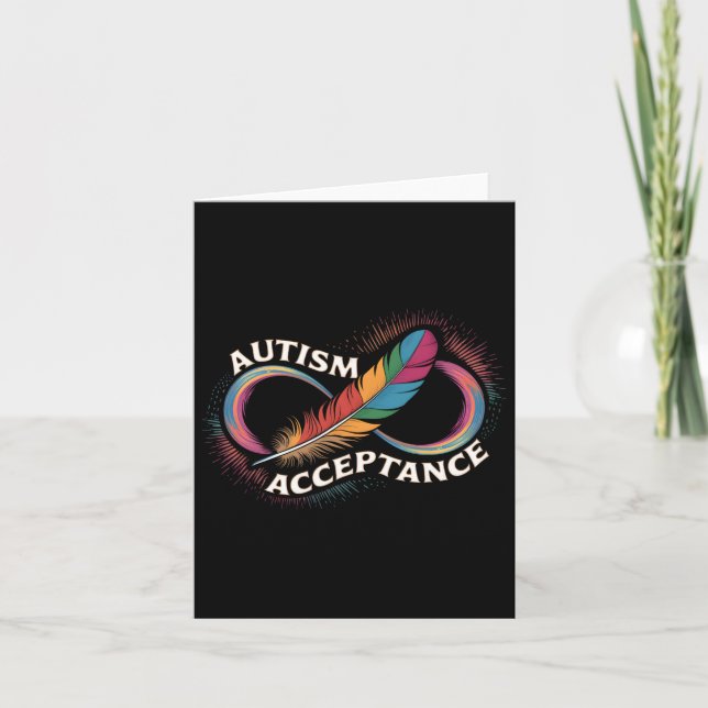 Autism Red Instead Infinity Symbol Autistic Accept Card (Front)