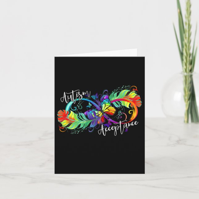 Autism Red Instead Infinity Symbol Autistic Accept Card (Front)