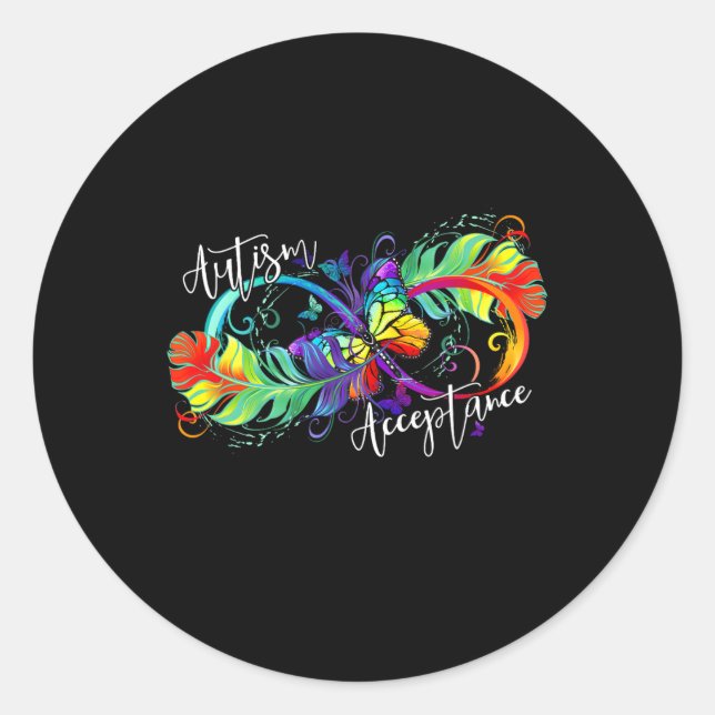 Autism Red Instead Infinity Symbol Autistic Accept Classic Round Sticker (Front)