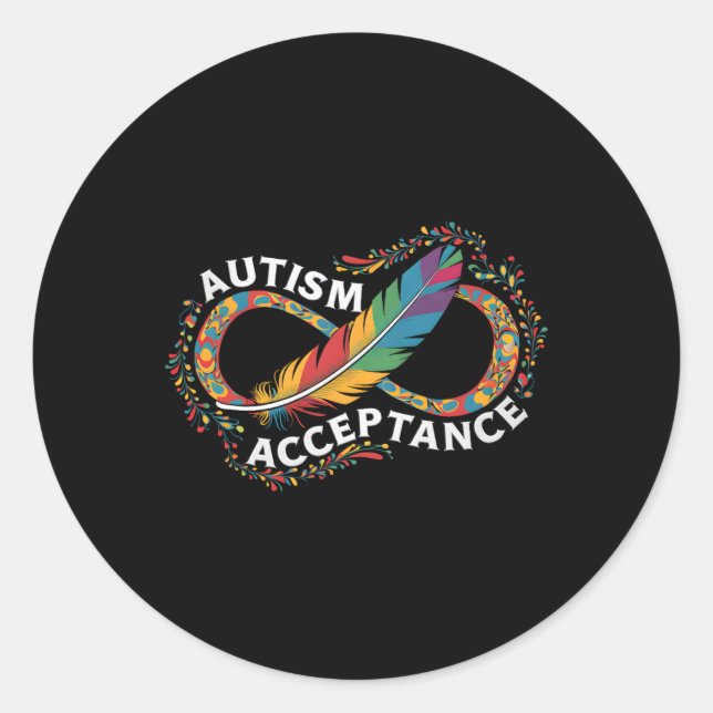 Autism Red Instead Infinity Symbol Autistic Accept Classic Round Sticker (Front)