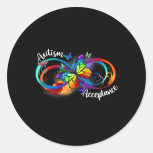 Autism Red Instead Infinity Symbol Autistic Accept Classic Round Sticker