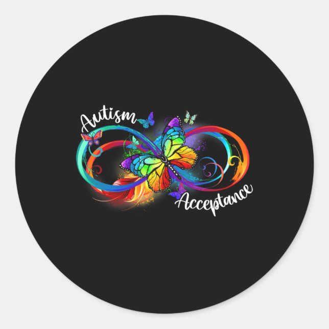 Autism Red Instead Infinity Symbol Autistic Accept Classic Round Sticker (Front)